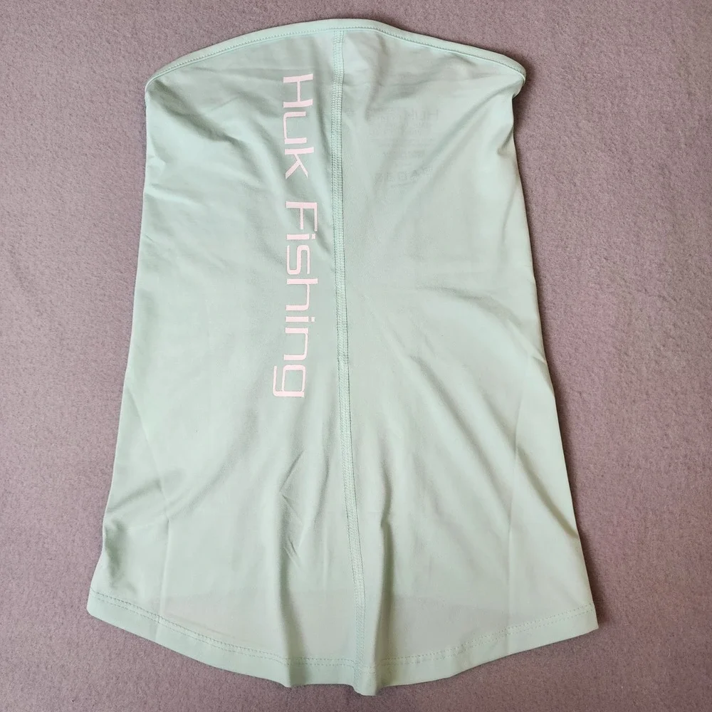 Huk Fishing Neck Gaiter Sun Shield Performance Mesh Seafoam Green Pink Logo NWOT